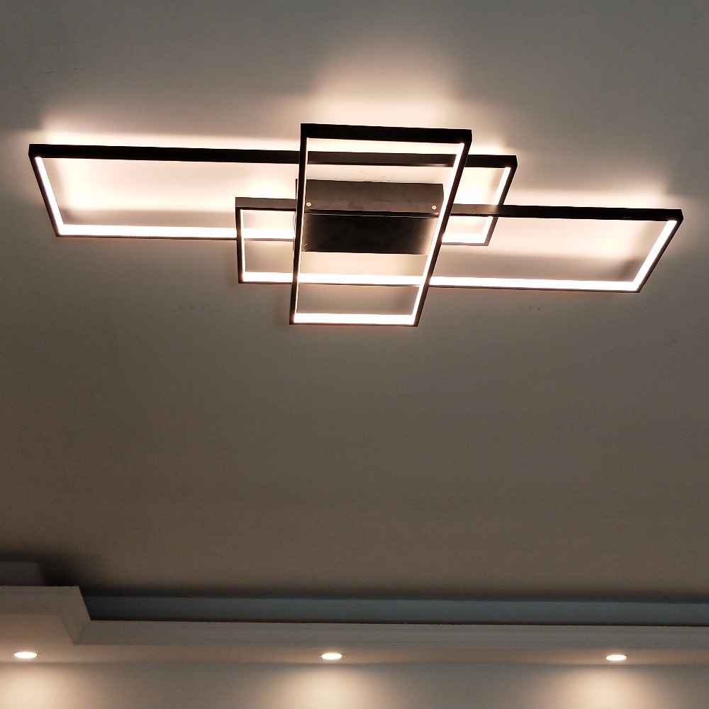 NEO Gleam Rectangle Aluminum Modern Led Ceiling Lights For Living Room Bedroom AC85 265V White Black  1 